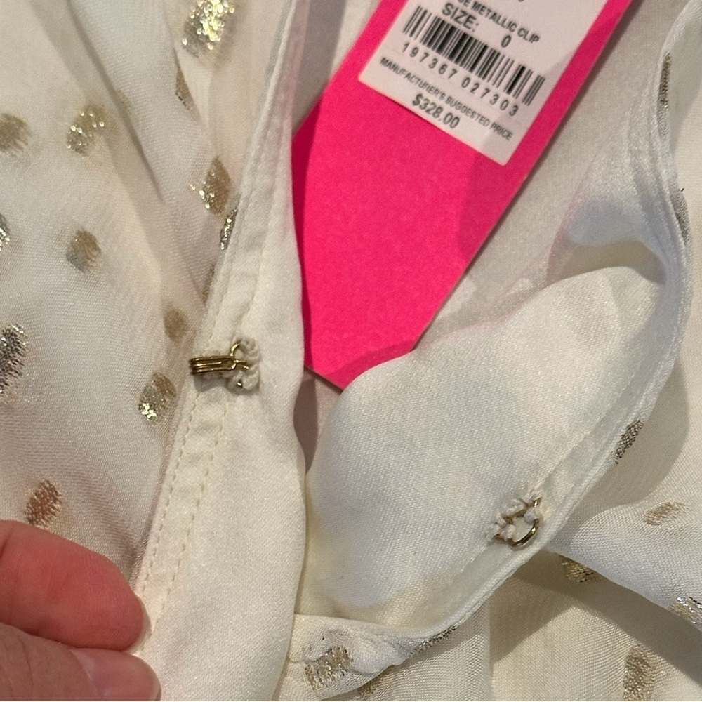 NWT! Lilly Pulitzer Cristiana Midi Long Sleeve Dress in Metallic Clip Coconut - Picture 9 of 13